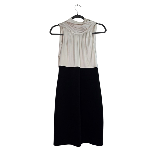 BCBG Maxazria Colorblocked Two-Fer Charmuese in black and white Dress - Picture 2 of 14